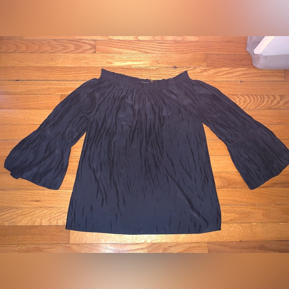 Ramy Brock Long Sleeve Tunic Blouse Peasant Bell Sleeve Small